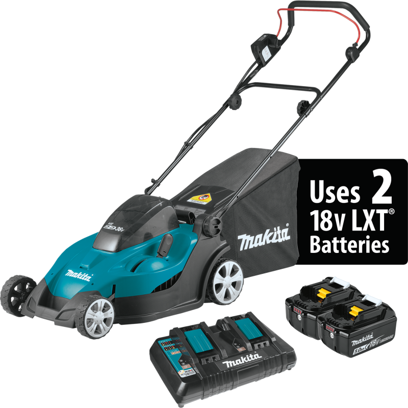 Makita 18V X2 LXT Lithium-Ion (36V) 17'' Cordless Lawn Mower Kit w/ Brushless Angle Grinder