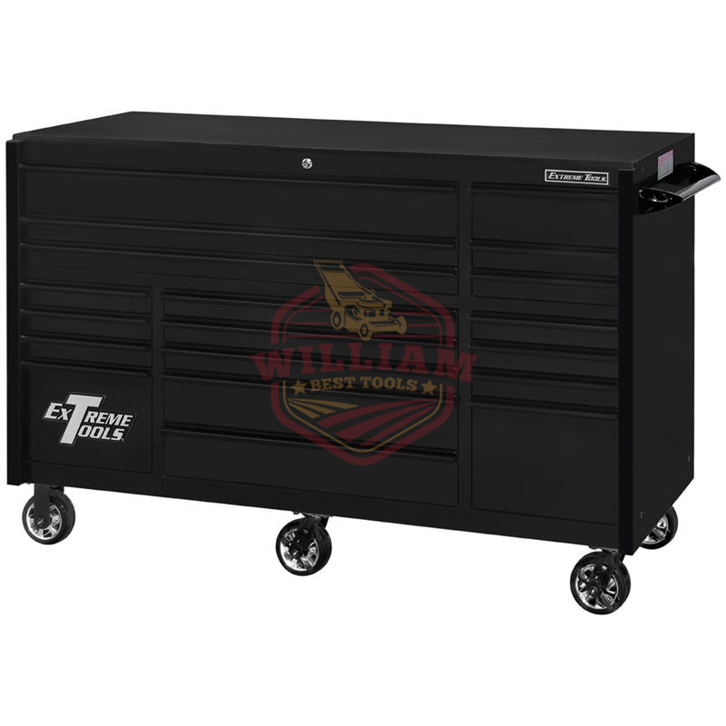 Extreme Tools RX Series 72-in x 30-in 19 Drawer Roller Cabinet, Matte Black with Black Drawer Pulls