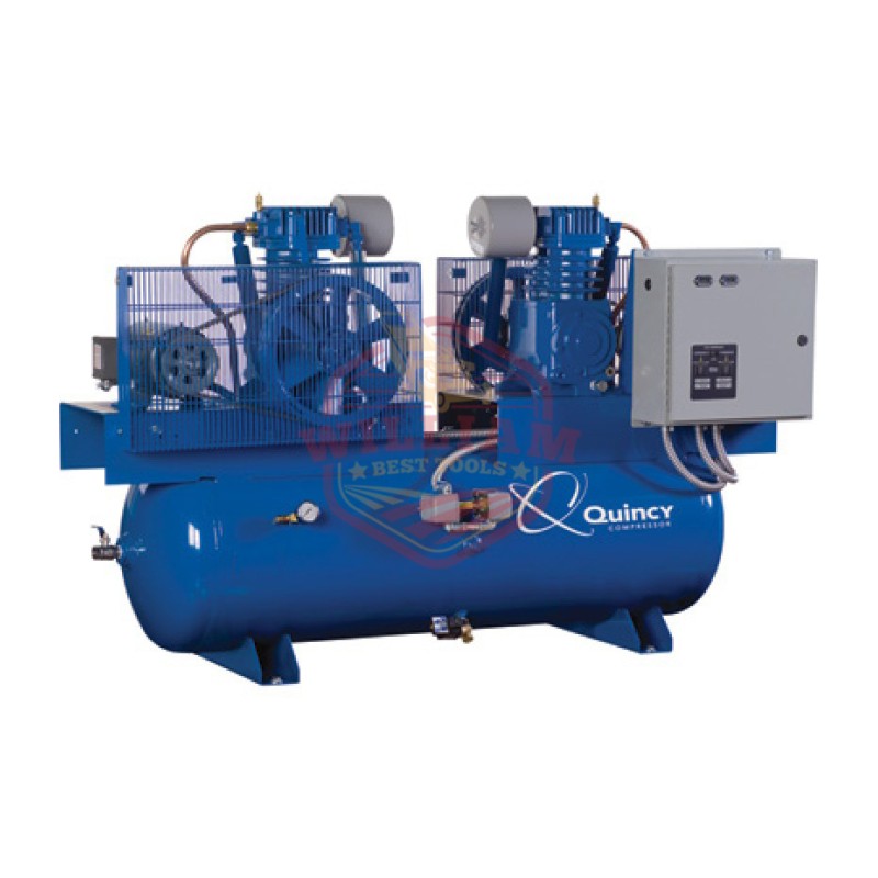 Quincy Duplex Air Compressor - 7.5 HP, 230 Volt, 1 Phase, 120 Gallon Horizontal