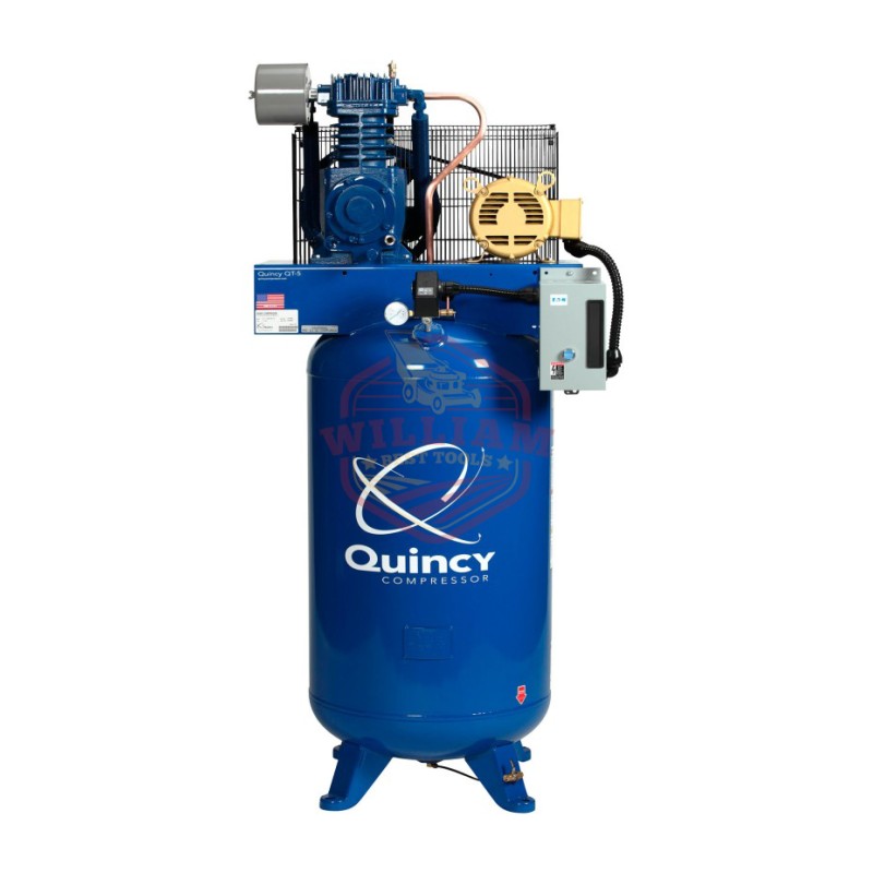 Quincy QT-5 Splash Lubricated Reciprocating Air Compressor - 5 HP, 208 Volt, 3 Phase, 80 Gallon Vertical