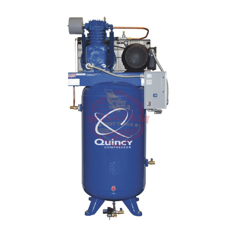 Quincy QT-7.5 Splash Lubricated Reciprocating Air Compressor - 7.5 HP, 230 Volt, 1 Phase, 80-Gallon Vertical