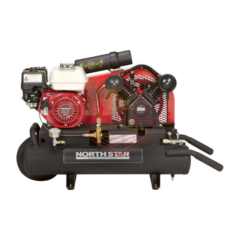 NorthStar Gas-Powered Air Compressor - Honda GX160 OHV Engine, 8-Gallon Twin Tank, 13.7 CFM 90 PSI