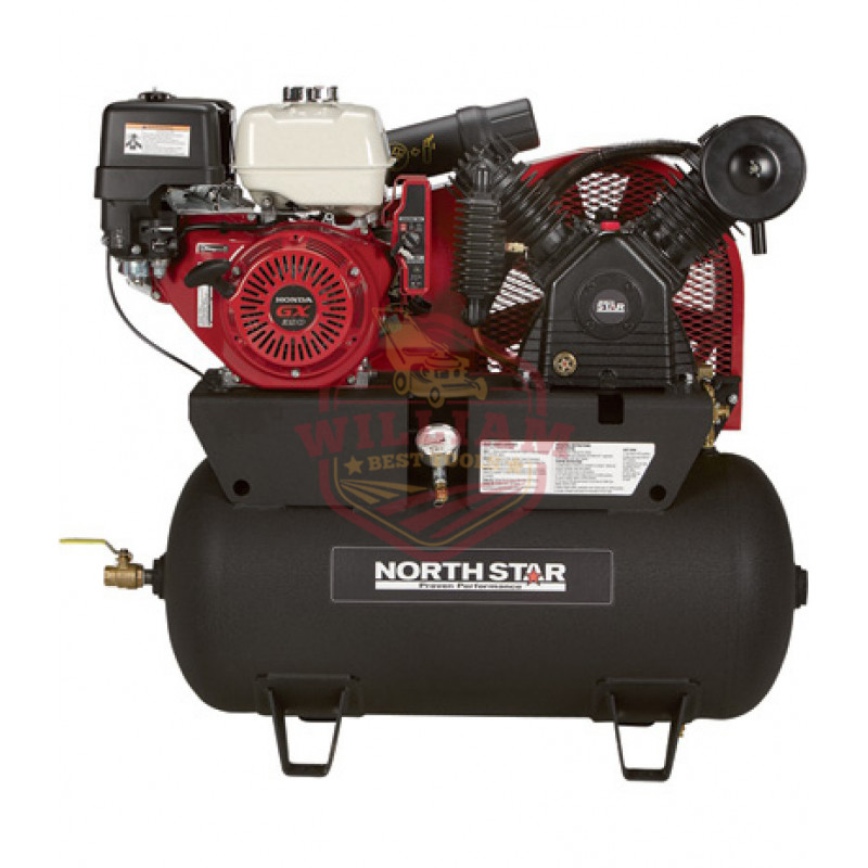 NorthStar Portable Gas Powered Air Compressor - Honda GX390 OHV Engine, 30-Gallon Horizontal Tank, 24.4 CFM 90 PSI